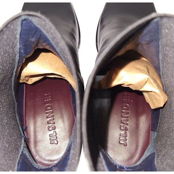 Jil Sander Leather Chelsea Boots 34 US 4 Black New - Picture 7 of 7